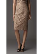 Burberry Lace Pencil Skirt - Lyst