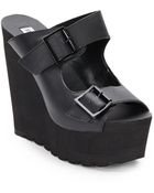 Steve Madden Buckleup Faux Leather Platform Wedges - Lyst