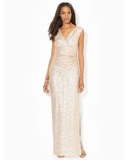 Lauren by Ralph Lauren Sequined Surplice Gown - Lyst