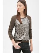 Forever 21 Sequined Raglan Pullover - Lyst
