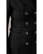 Burberry Fitted Wool Blend Twill Pea Coat - Lyst