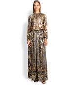Etro Metallic Silk Maxi Skirt - Lyst
