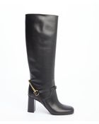 Gucci Black Leather Horsebit Buckle Detail Tall Boots - Lyst