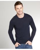 Burberry Brit Navy Cashmere-Cotton Blend Crewneck Sweater - Lyst