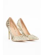 Missguided Selena Pointed Toe Court Shoes Gold Glitter - Lyst