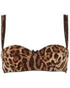 Dolce & Gabbana Stretch Silk Satin Leopard Bra - Lyst