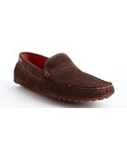 Kenneth Cole Brown Leather Perforated 'Good Listen-Er' Loafers - Lyst