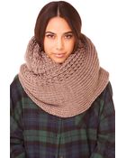 Akira Chunky Purl Knit Infinity Scarf In Mocha - Lyst