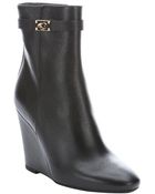 Fendi Black Leather Wedge Ankle Boots - Lyst
