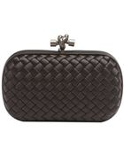 Bottega Veneta Black Intrecciato Satin 'Knot' Clutch - Lyst