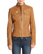 Michael Kors Quilted Detail Leather Jacket - Lyst