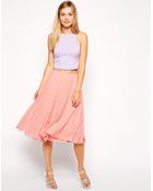 Asos Midi Skirt In Chevron Pleat - Lyst