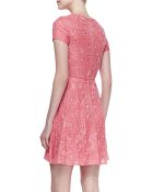 Monique Lhuillier Embroidered Silk Cocktail Dress - Lyst