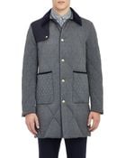 Moncler Gamme Bleu Herringbone Quilted Coat - Lyst