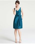 Ann Taylor Silk Dupioni V-Neck Dress - Lyst