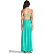 Indah Flamingo Rayon Crepe Smocked Bandeau Maxi Dress - Lyst