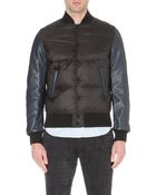 Sacai Leather-sleeve Quilted Bomber Jacket - Lyst