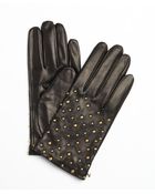 Portolano Black Leather Gold Studded Nappa Gloves - Lyst