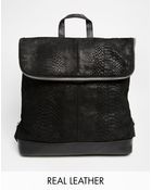 Asos Leather Embossed Backpack - Lyst