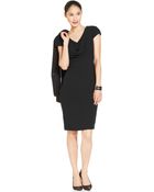 Anne Klein Capsleeve Cowlneck Sheath Dress - Lyst