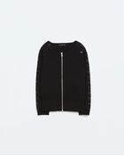 Zara Zip Jacket With Lace Sleeve - Lyst