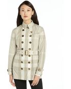 Burberry Brit Beige And Ivory Nylon Nova Check Belted Long Sleeve Trench Coat - Lyst
