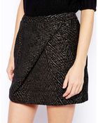 See U Soon Metallic Jacquard Wrap Front Skirt - Lyst