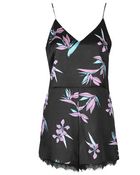 Topshop Leaf Print Overlay Playsuit - Lyst