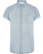 River Island Light Wash Denim Shirt - Lyst