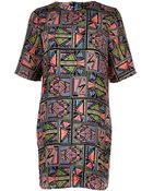 River Island Black Aztec Print Tshirt Dress - Lyst