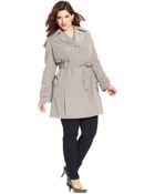 London Fog Plus Size Hooded Layered-Lapel Trench Coat - Lyst