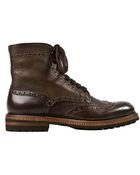 Santoni Brogue Boots - Lyst