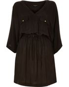 River Island Black Drawstring Waist Kimono Dress - Lyst