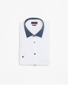 Zara Plain Chambray Shirt with Contrasting Collar - Lyst