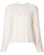 3.1 Phillip Lim Cable Knit Cropped Sweater - Lyst