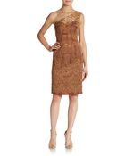 Mandalay Embellished One-Shoulder Illusion-Top Sheath Dress - Lyst