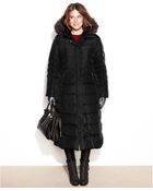 DKNY Plus Size Hooded Faux-Fur-Trim Maxi Down Coat - Lyst