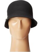 Scala Wool Felt Brim Cloche W/ Leather Trim - Lyst