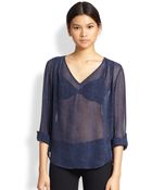Joie Galinda Sheer Snakeprint Silk Blouse - Lyst