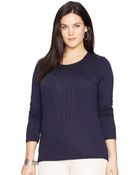 Lauren by Ralph Lauren Plus Size Long-Sleeve Beaded Top - Lyst