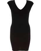 River Island Black V Neck Bodycon Dress - Lyst
