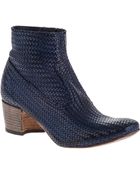 Silvano Sassetti Woven Ankle Boot Blue Leather - Lyst