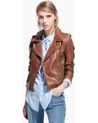 Mango Leather Biker Jacket - Lyst