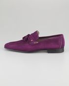 Magnanni For Neiman Marcus Suede Tassel Loafer Purple - Lyst
