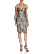 Badgley Mischka Strapless Lace Cocktail Dress - Lyst