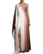 Monique Lhuillier One-Shoulder Draped Gown - Lyst