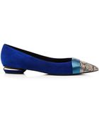 Nicholas Kirkwood Suede And Snakeskin Flats - Lyst