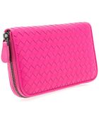 Bottega Veneta Intrecciato Leather Zip Wallet - Lyst