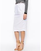 Asos Linen Pencil Skirt with Belt - Lyst