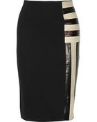 Roland Mouret Aspen Eel Skin-Paneled Crepe Pencil Skirt - Lyst
